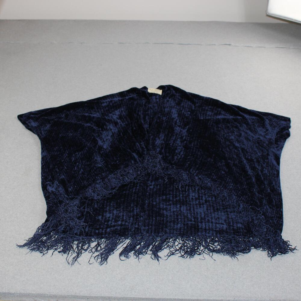 Kate Nilssen Kimono Women One Size Blue Chenille Fringe Boho Lagenlook Oversized